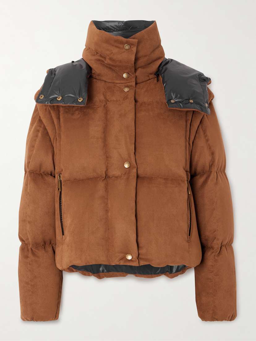 Moncler Paterne Convertible Hooded Quilted Brushed-moleskin Down Jacket