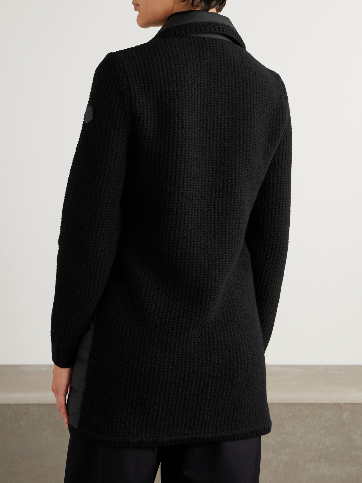 Moncler Double-breasted Wool And Cashmere-blend And Quilted Shell Down Cardigan. In Black
