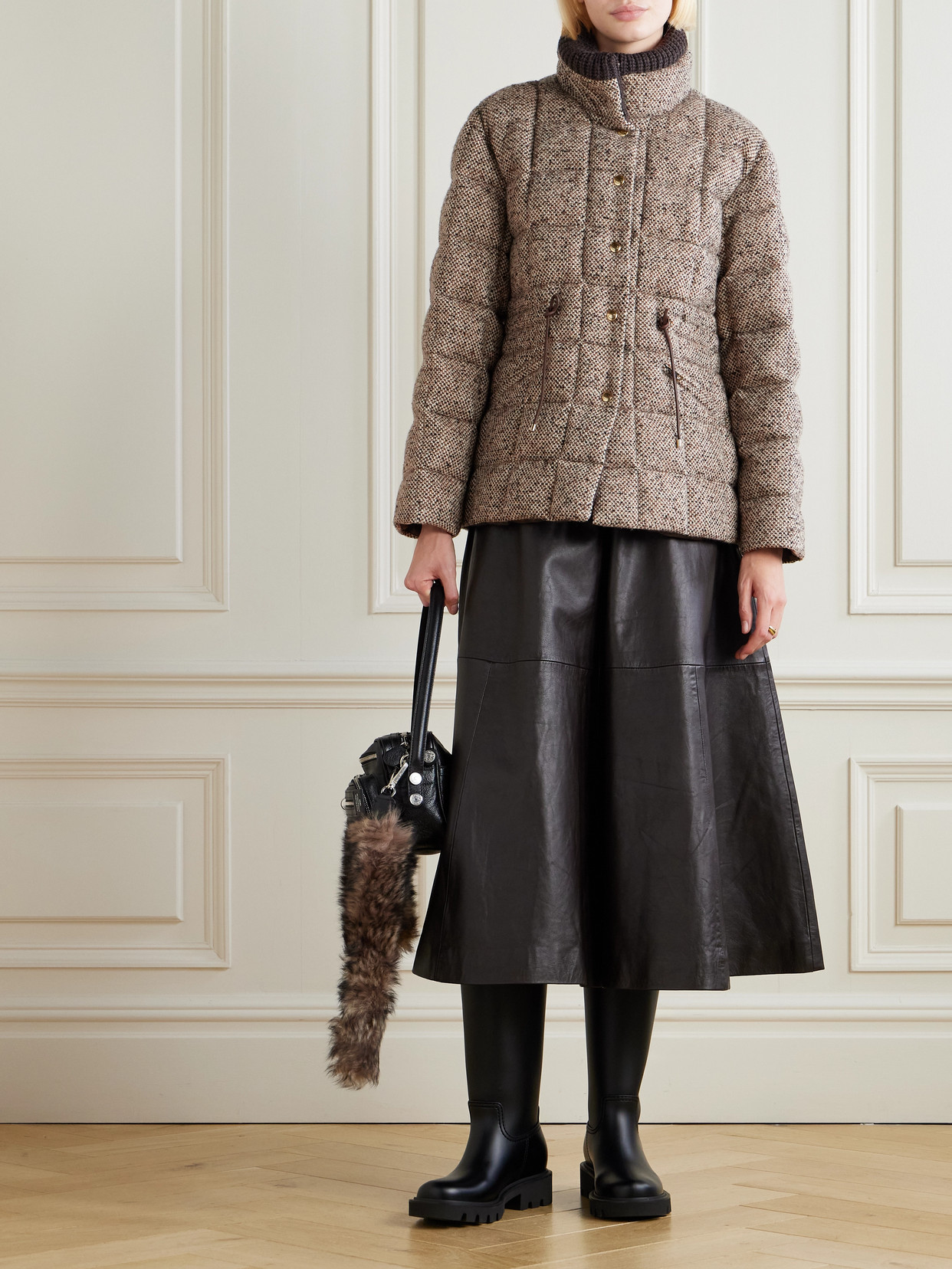 Moncler Antigony Quilted Wool-twill Down Jacket In Brown