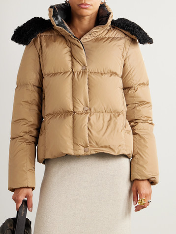 Moncler Castelnou appliquéd hooded fleece-trimmed shell down jacket