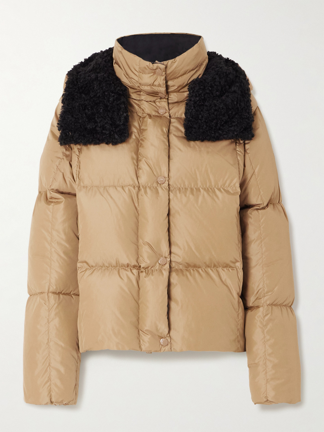 Moncler Castelnou Square-quilted Short Down Jacket With Detachable Hood In Neutral