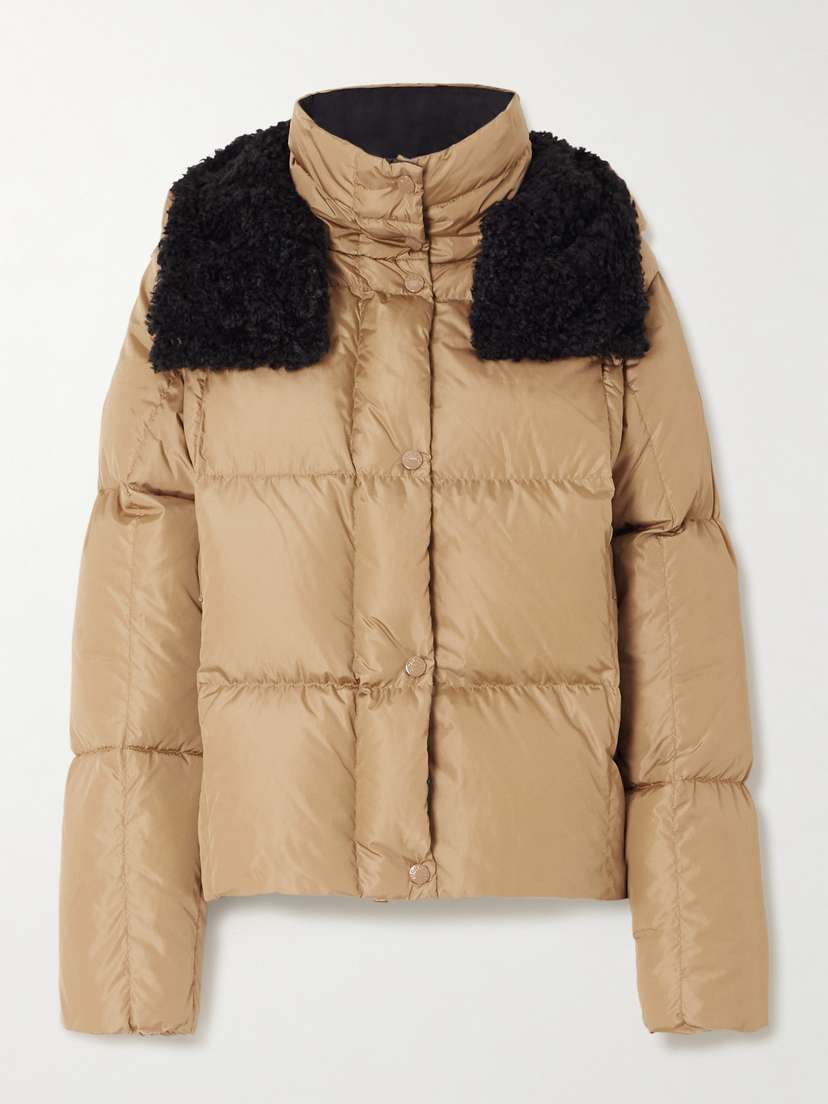 Moncler Castelnou Appliquéd Hooded Fleece-trimmed Shell Down Jacket