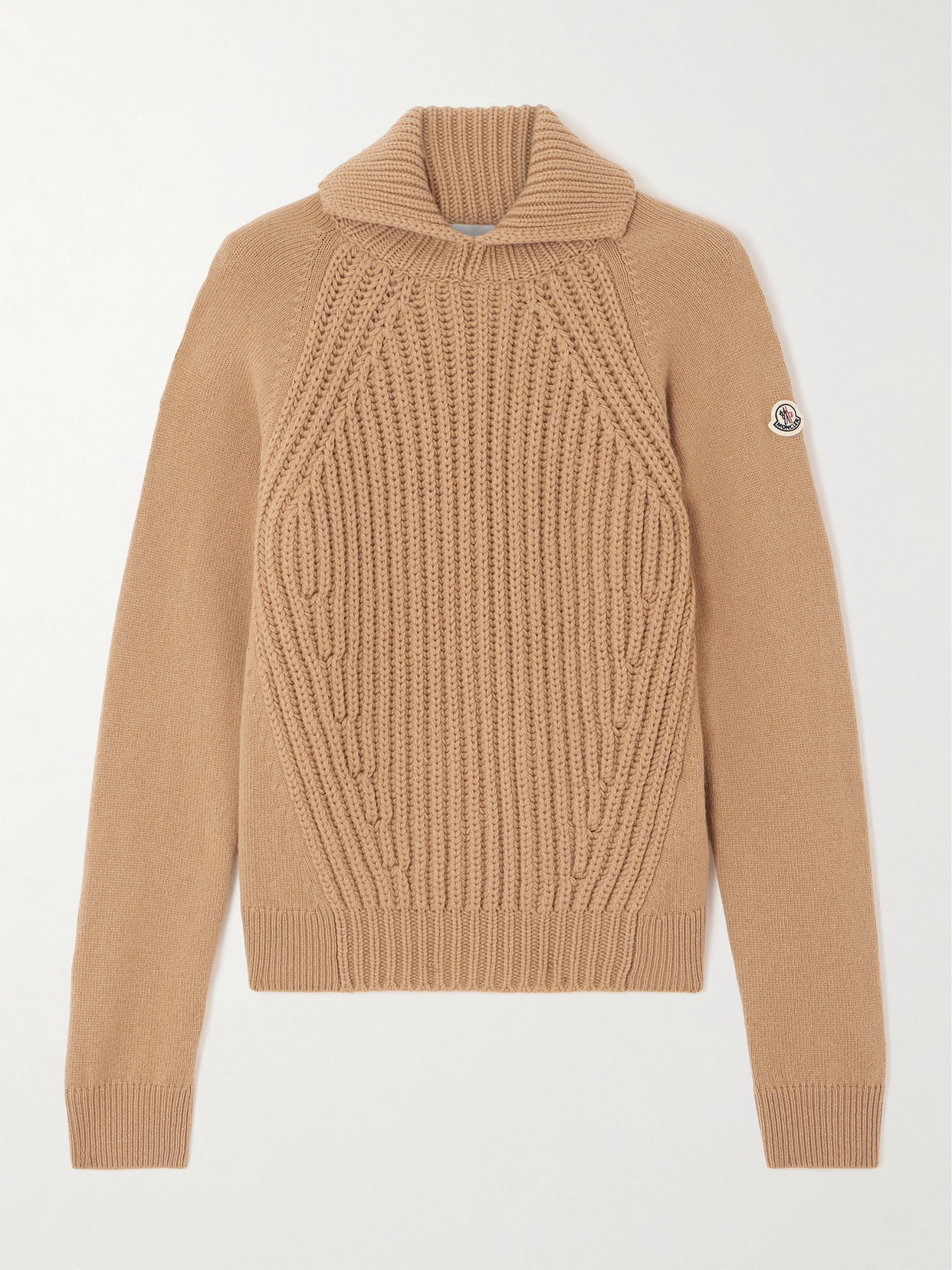 Moncler Ribbed Wool And Cashmere-blend Polo Sweater In Brown