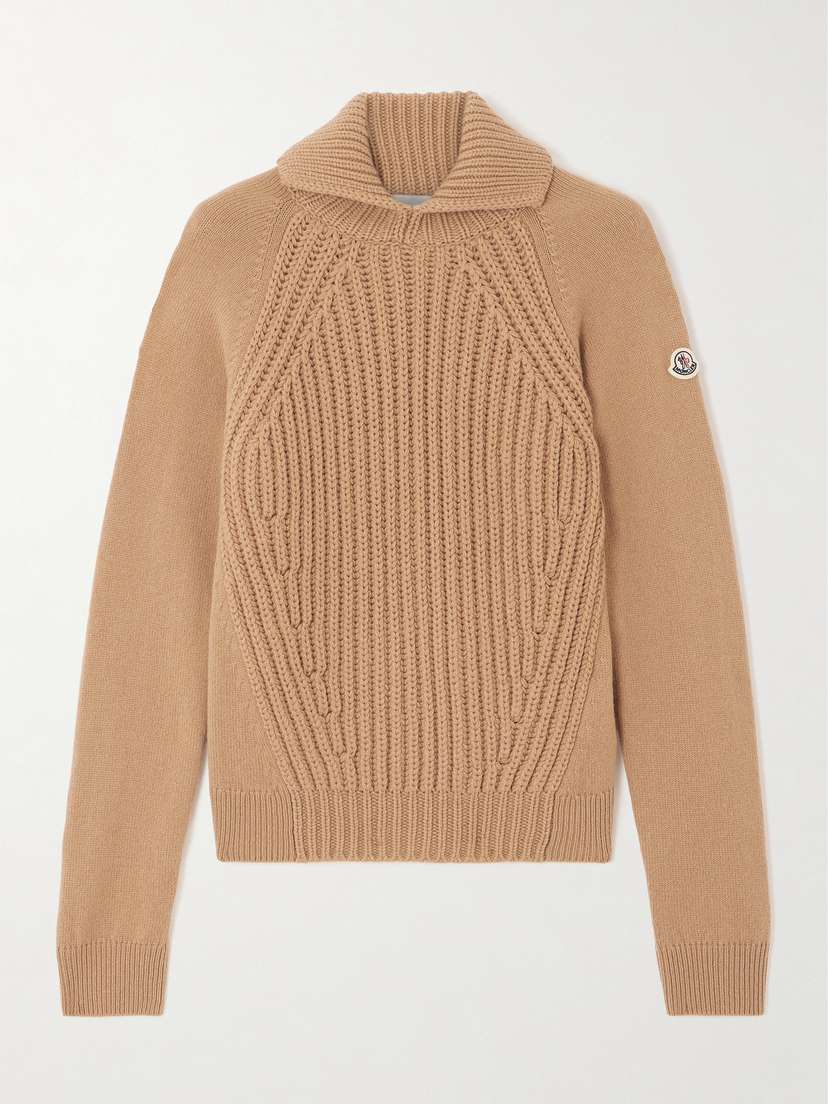 Moncler Ribbed Wool And Cashmere-blend Polo Sweater