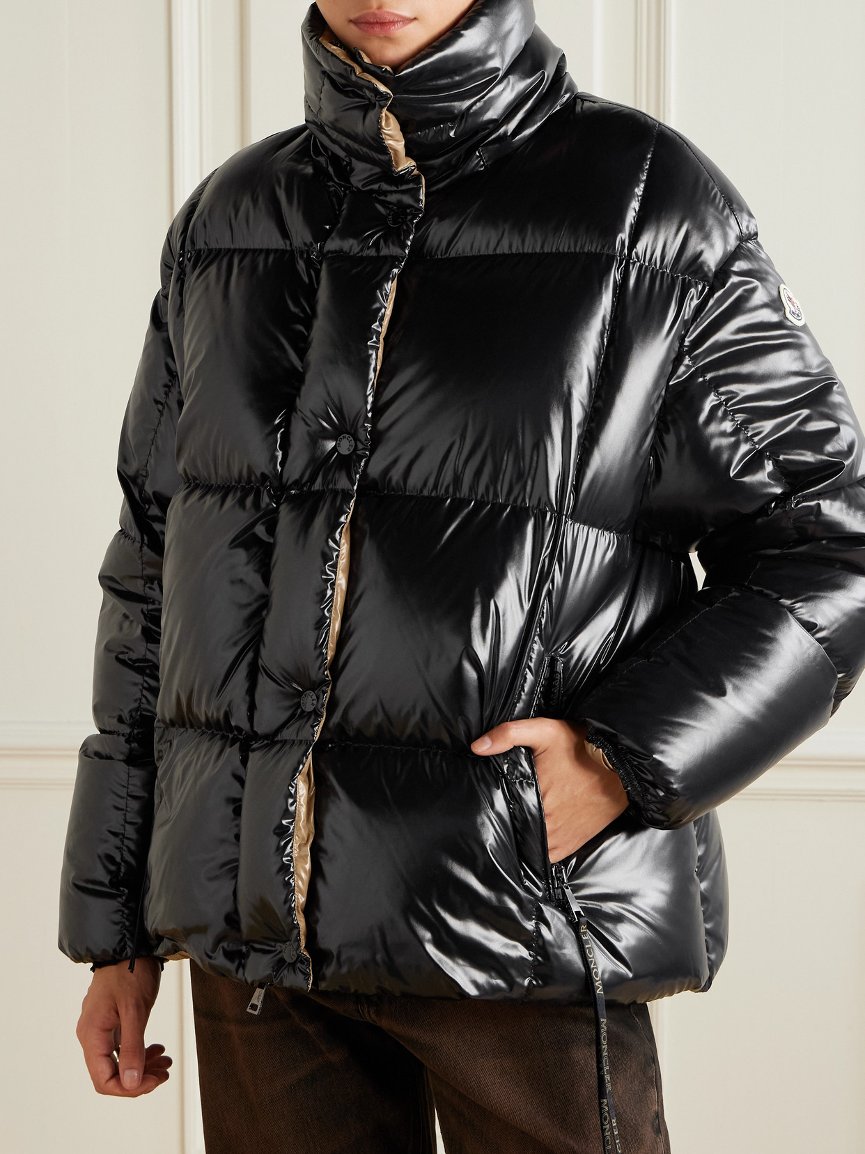 Moncler X Ee72 By Edward Enninful Lothar Glossy Down Jacket In Black