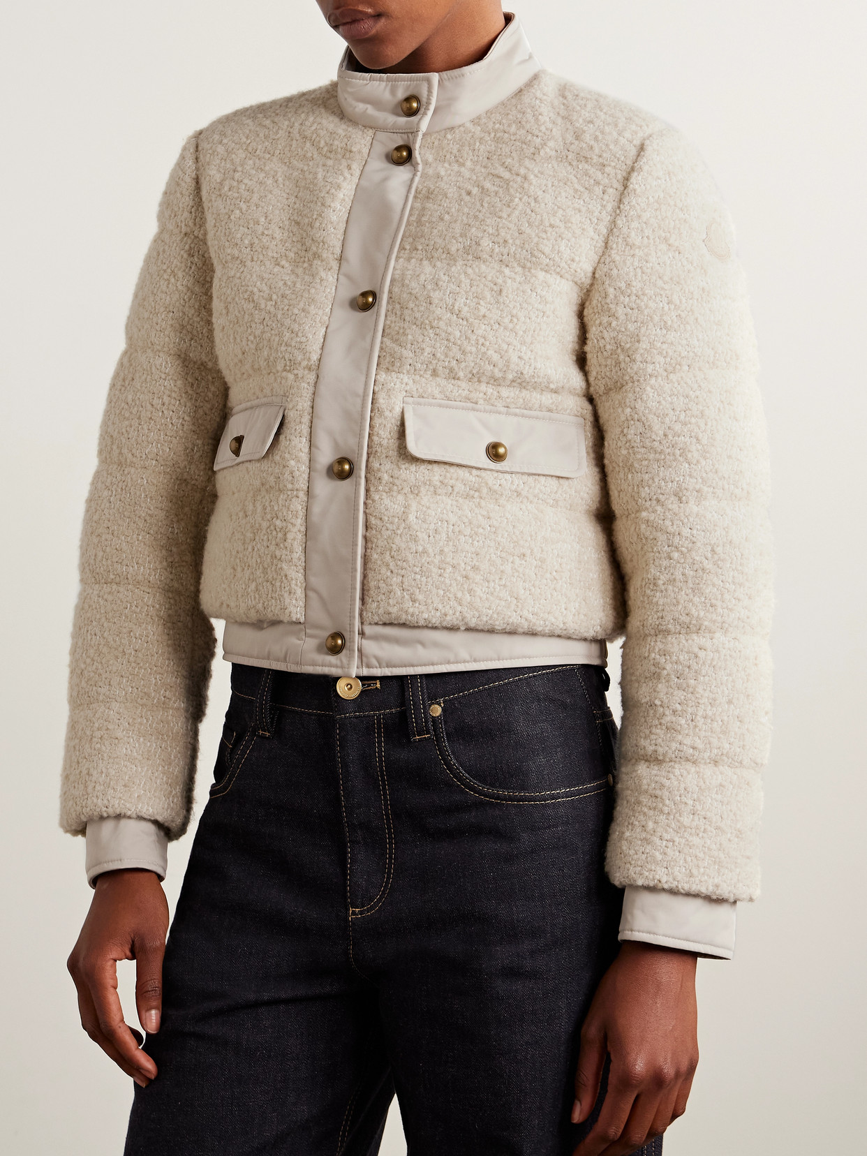 Moncler Button-down Bomber Jacket In White