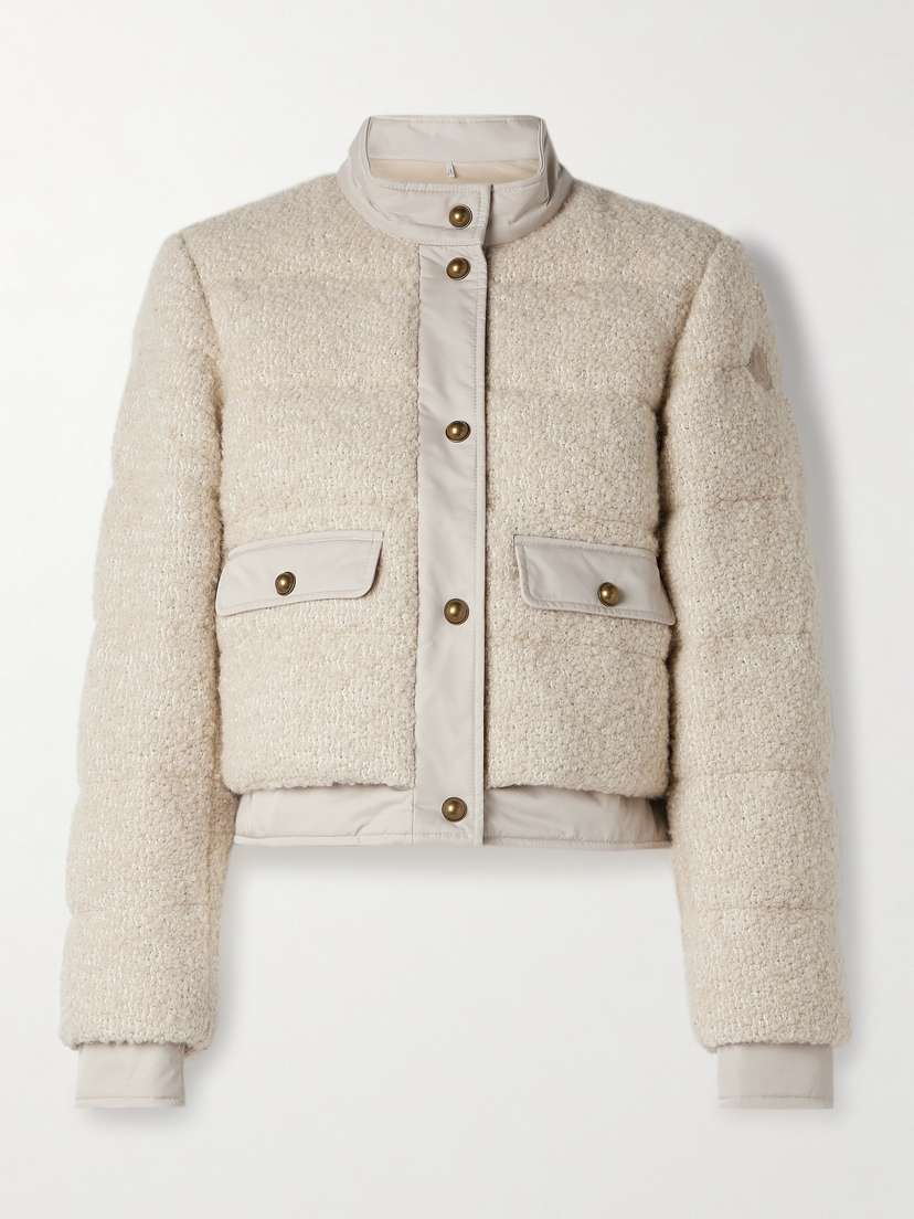Moncler Blandy Cropped Shell-trimmed Bouclé Down Jacket