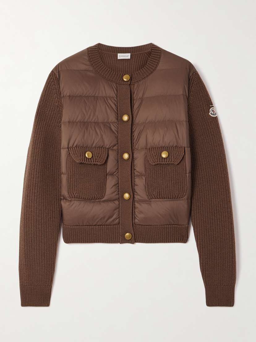 Moncler Archivio Dna Ribbed Wool And Shell Down Cardigan