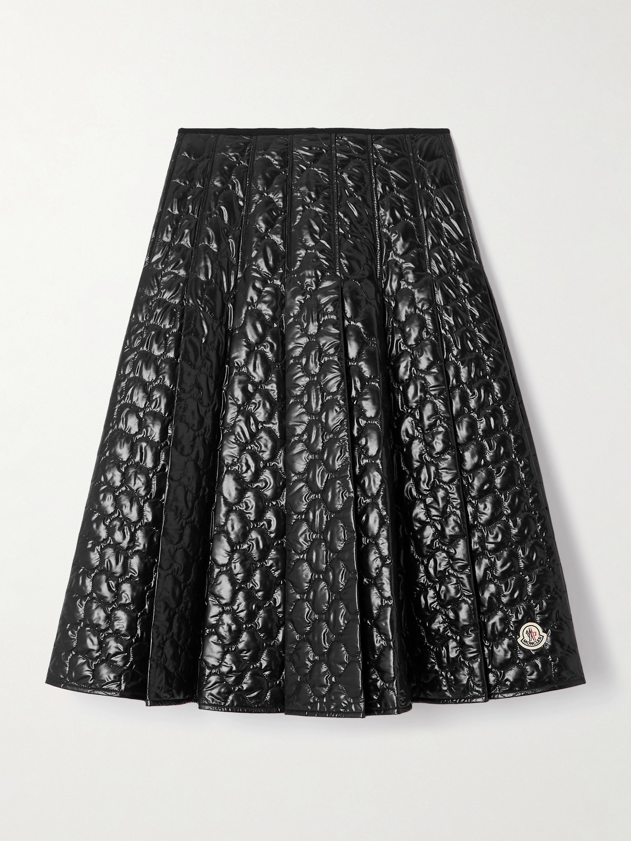 Moncler Appliquéd Pleated Quilted Padded Shell Skirt In Black