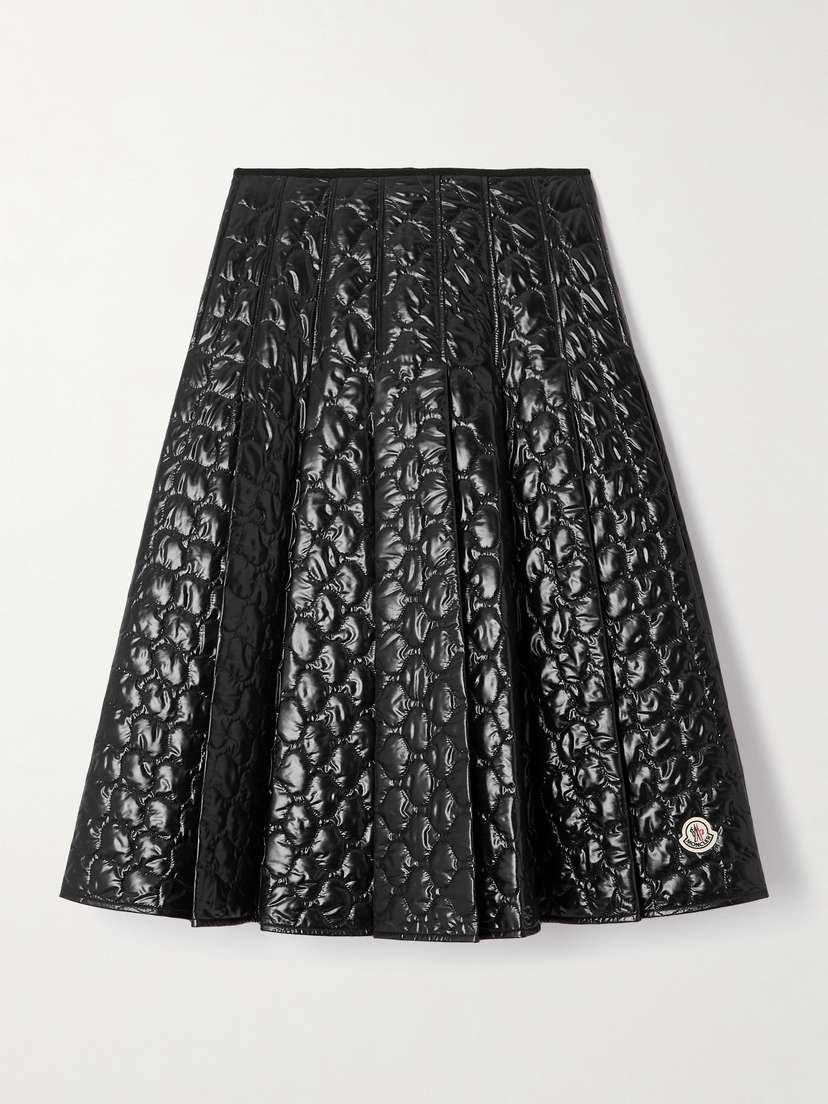 Moncler Appliquéd Pleated Quilted Padded Shell Skirt