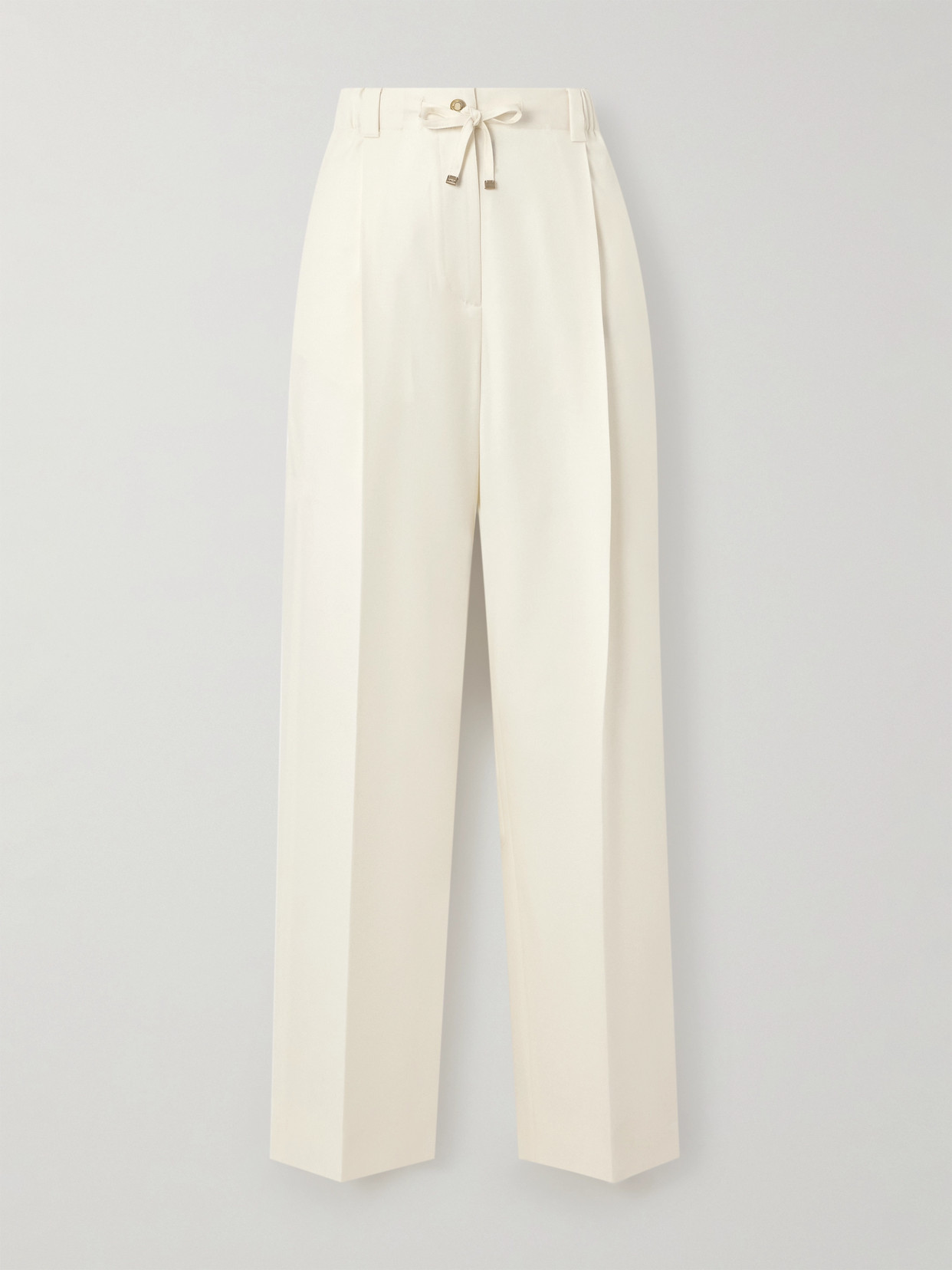 Moncler Pleated Wool-gabardine Wide-leg Pants In White