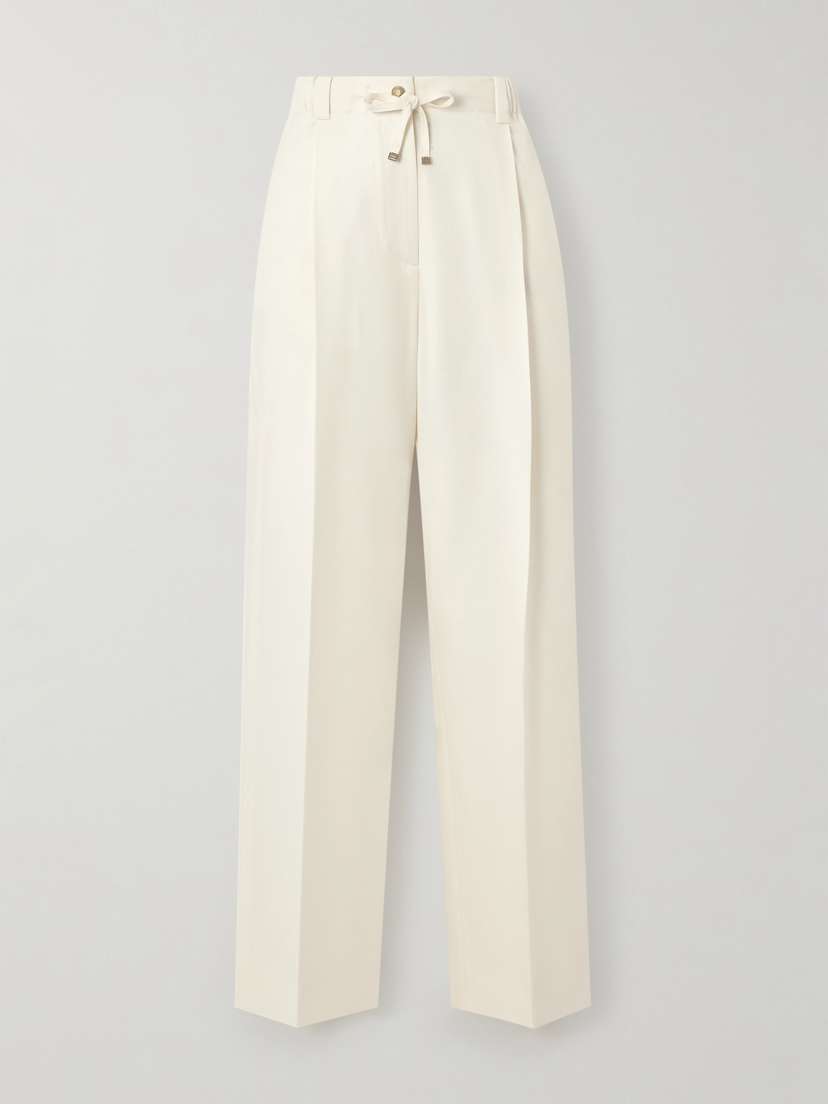 Moncler Pleated Wool-gabardine Wide-leg Pants