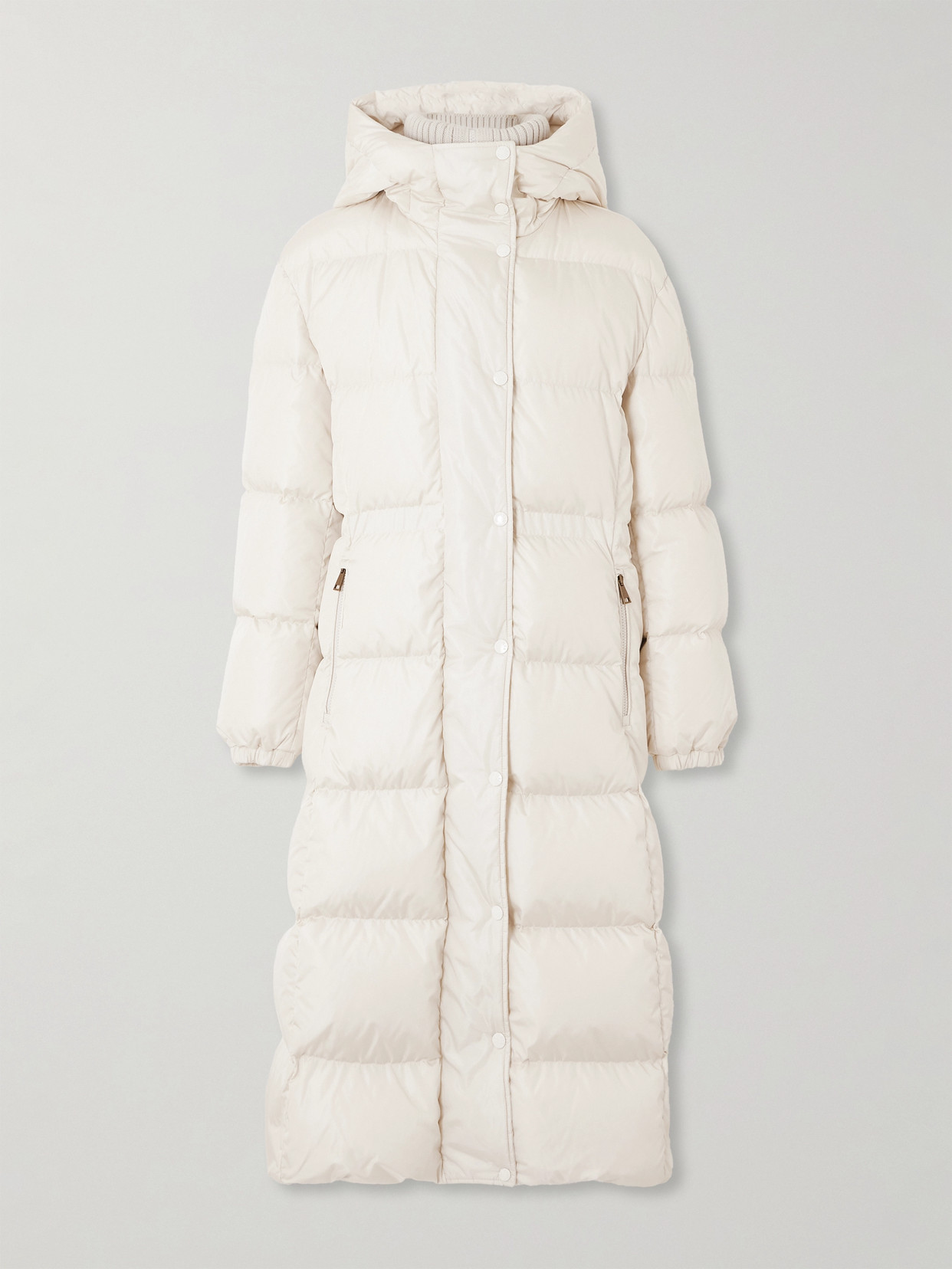 Moncler Chamer Hooded Quilted Shell Down Coat In White