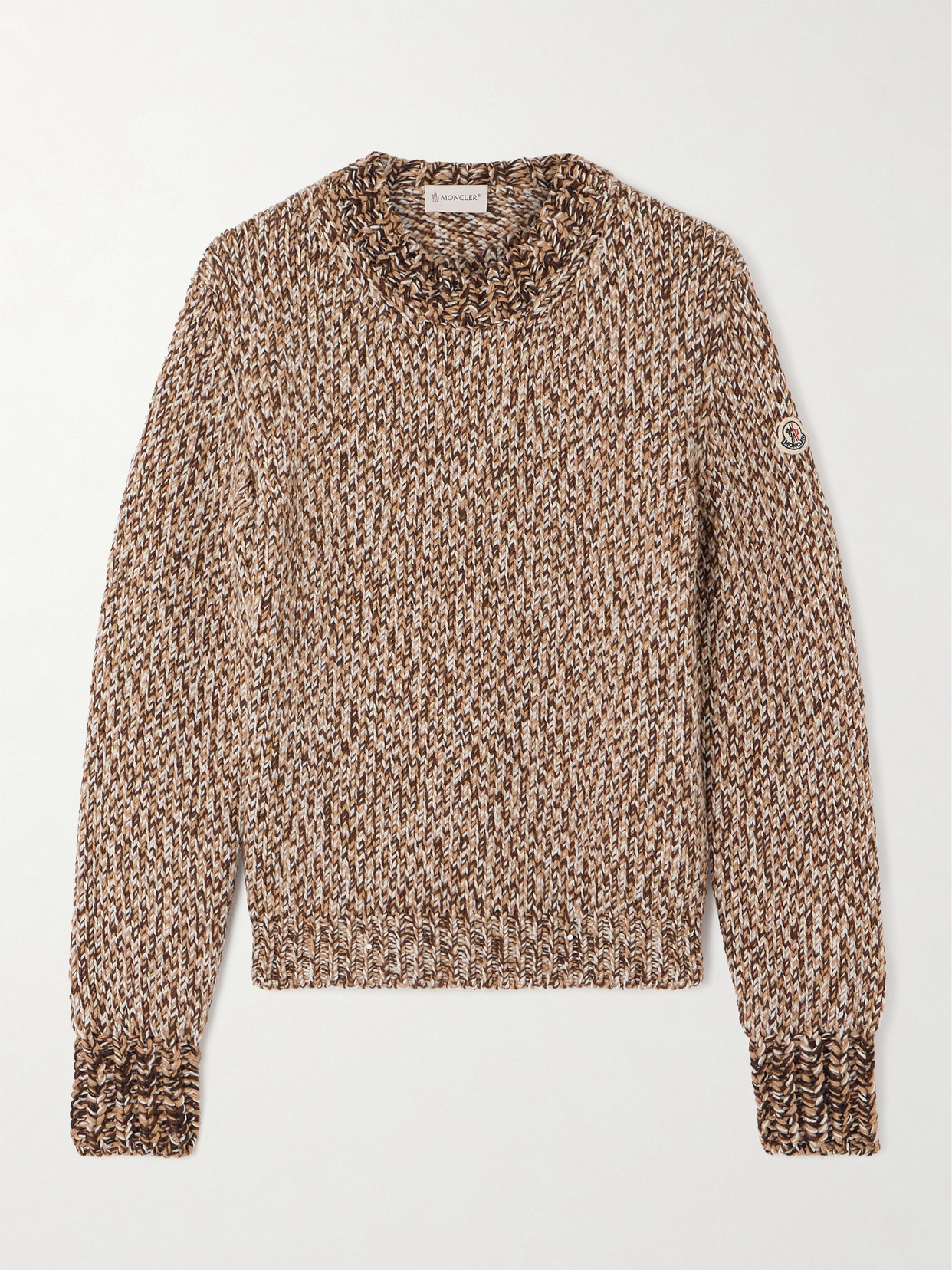 Moncler Archivio Dna Appliquéd Wool Sweater In Brown