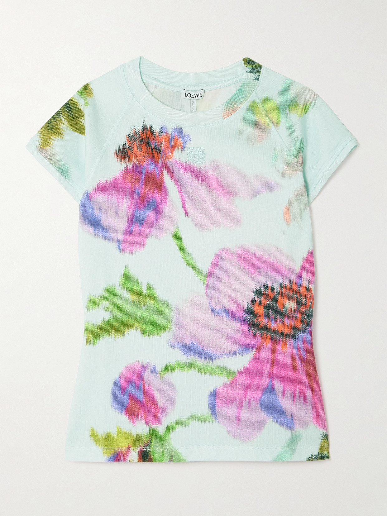 Loewe Embroidered Floral-print Cotton-blend Jersey T-shirt In Multi