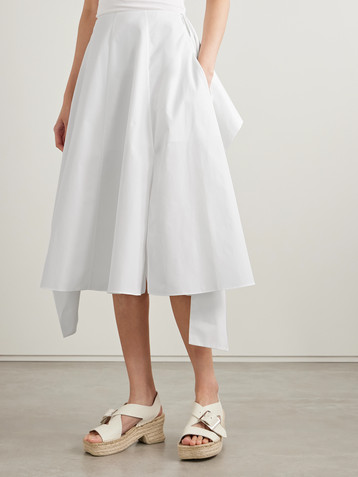 Loewe Layered cotton-poplin midi skirt