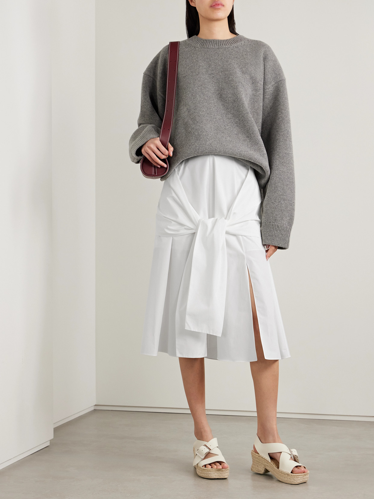 Loewe Layered Cotton-poplin Midi Skirt