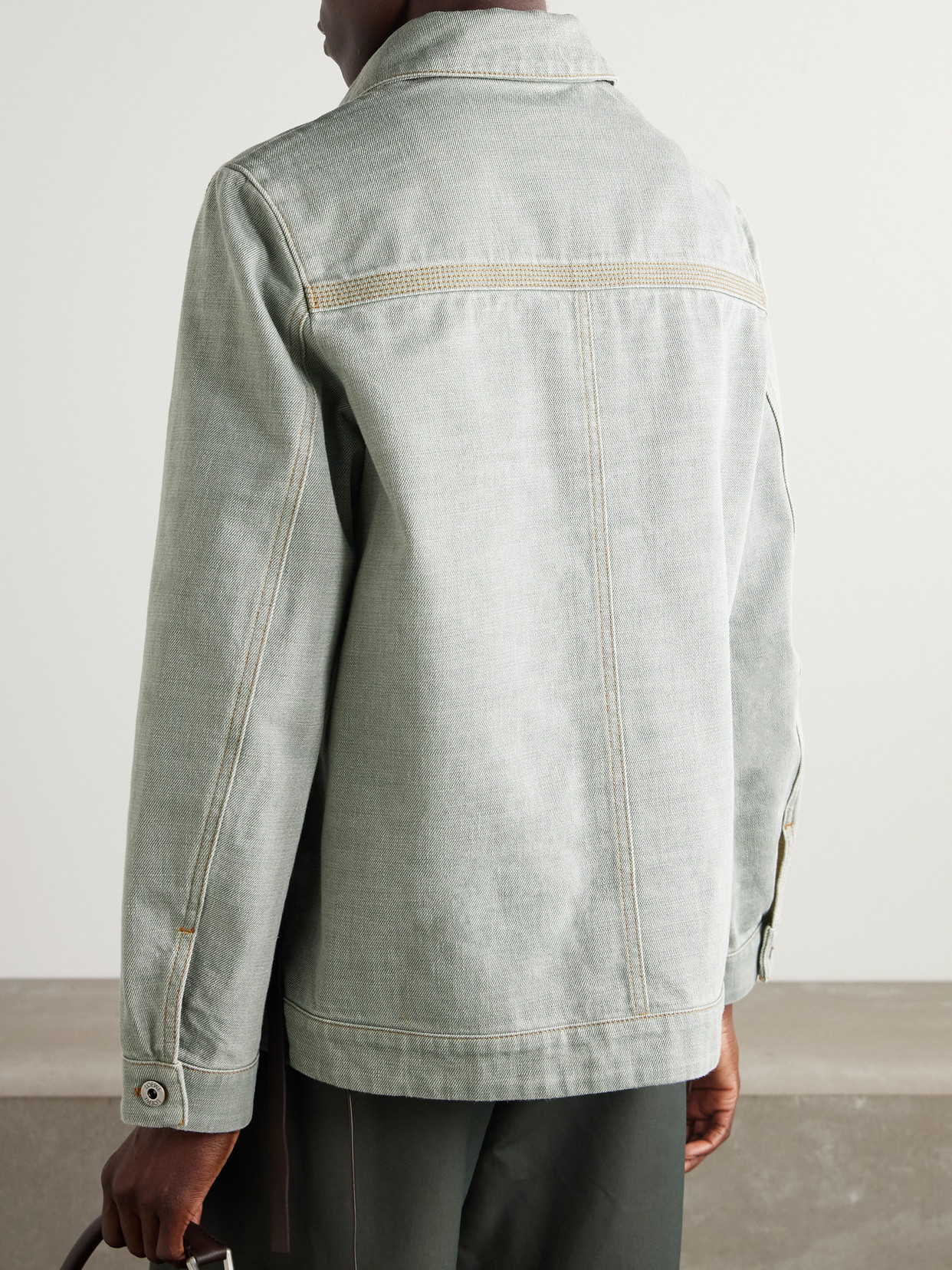 Loewe Leather-trimmed Denim Jacket