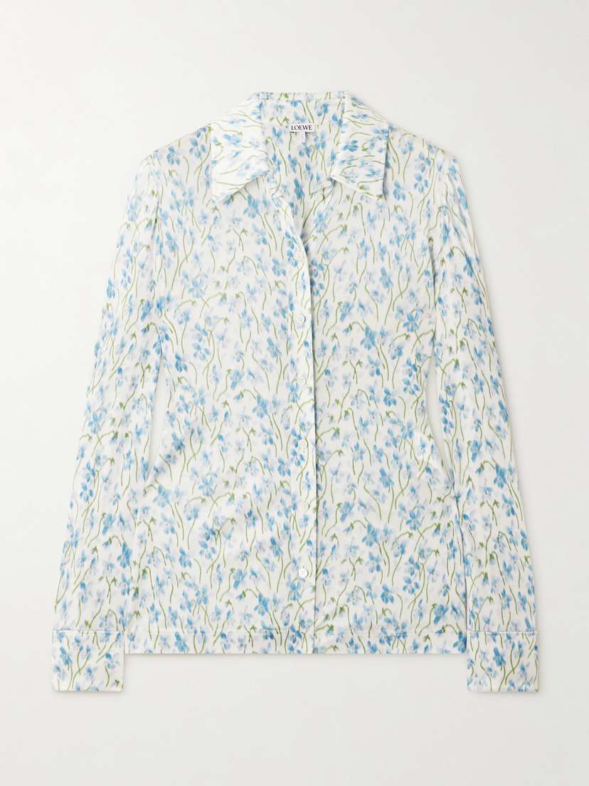 Loewe Embroidered Floral-print Crepe Shirt