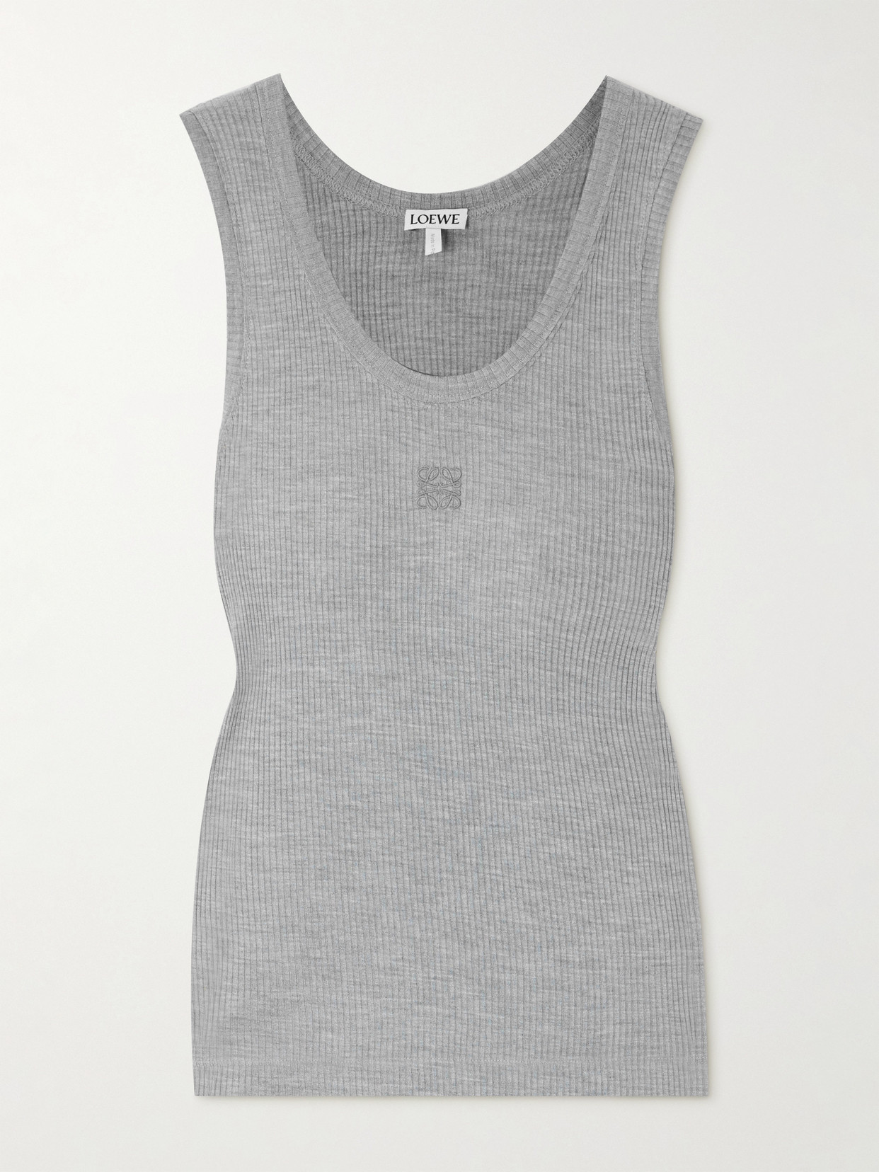 Loewe Anagram Embroidered Ribbed Silk-jersey Tank