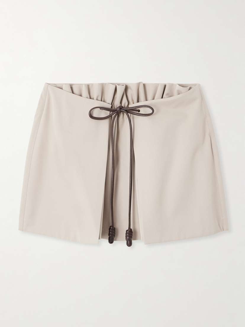 Loewe Leather-trimmed Layered Cotton And Silk-blend Mini Skirt