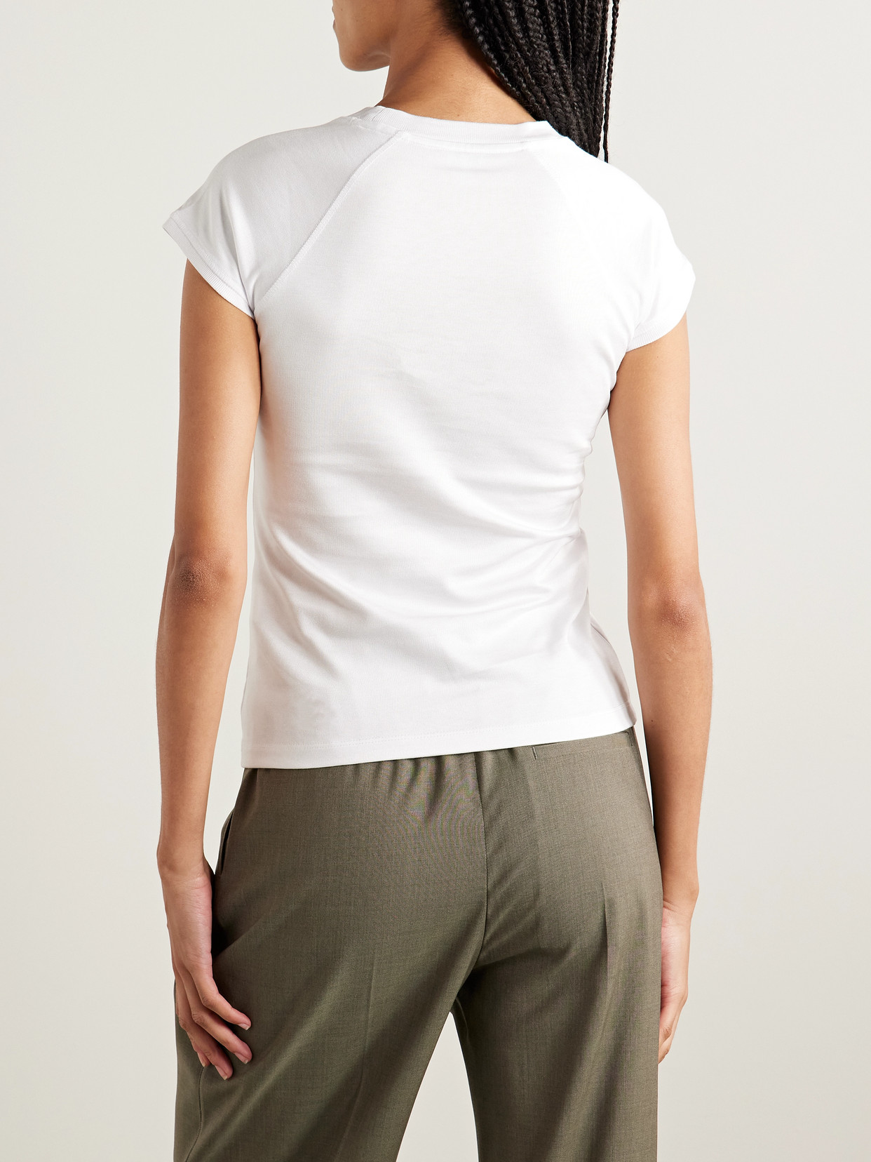 Loewe Anagram Embroidered Cotton-blend Jersey T-shirt In White