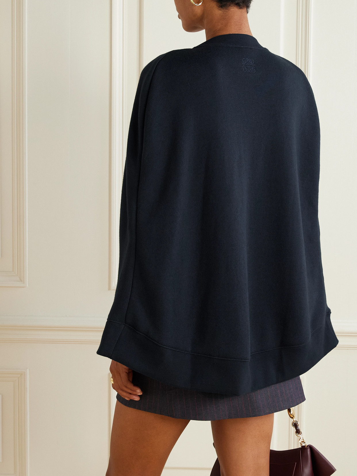 Loewe Cotton And Cashmere-blend Jersey Poncho In Blue