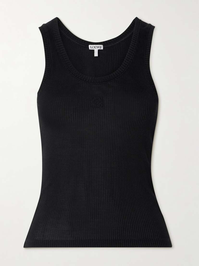 Loewe Anagram Embroidered Ribbed Silk-jersey Tank