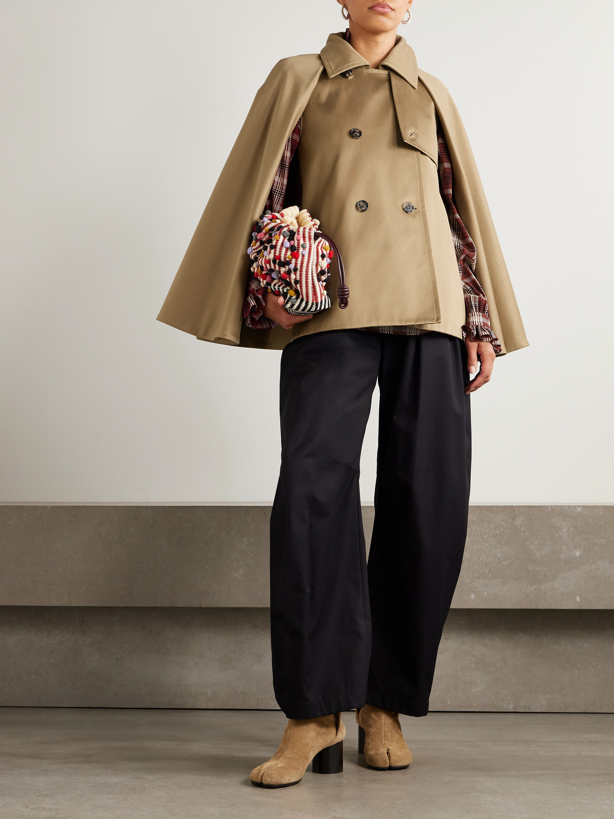 Loewe Double-breasted cape-effect organic cotton-gabardine jacket