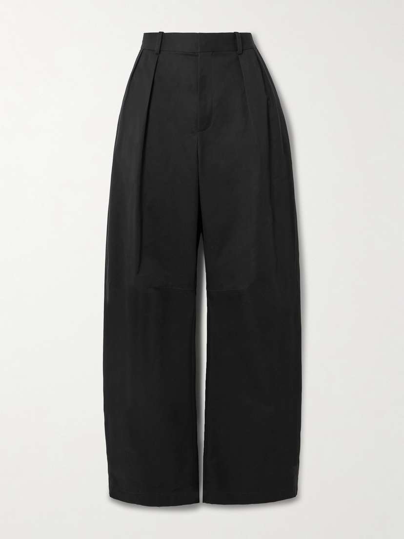 Loewe Pleated Cotton And Silk-blend Gabardine Barrel-leg Pants
