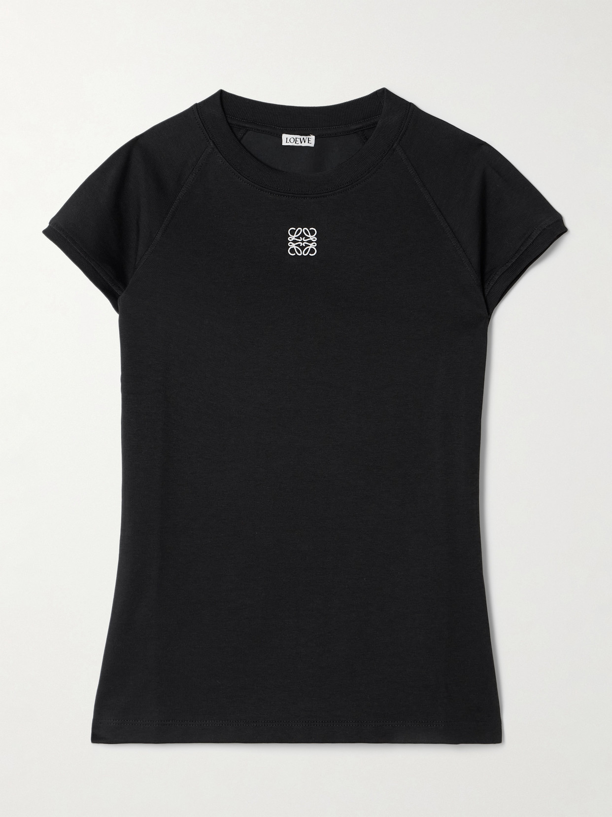 Loewe Anagram Embroidered Cotton-blend Jersey T-shirt In Black