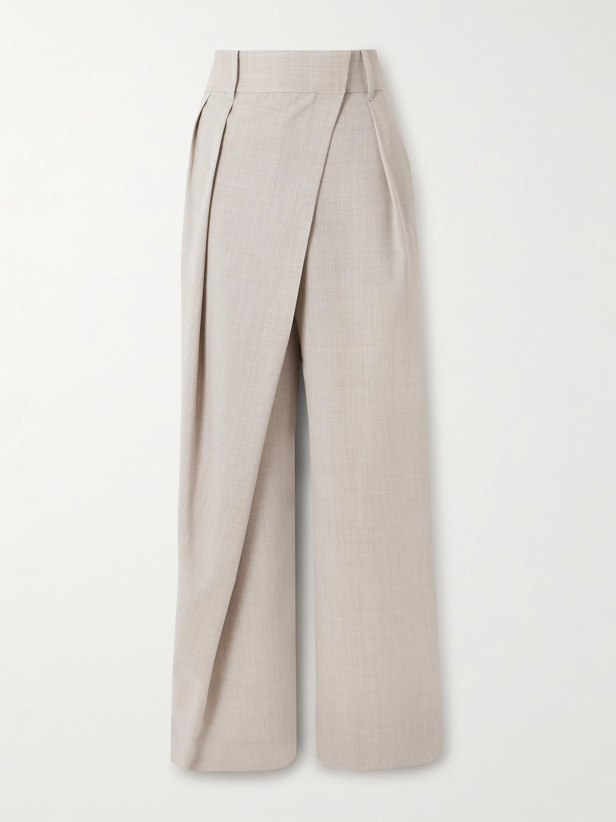 Loewe Asymmetric Pleated Wool Wide-leg Pants