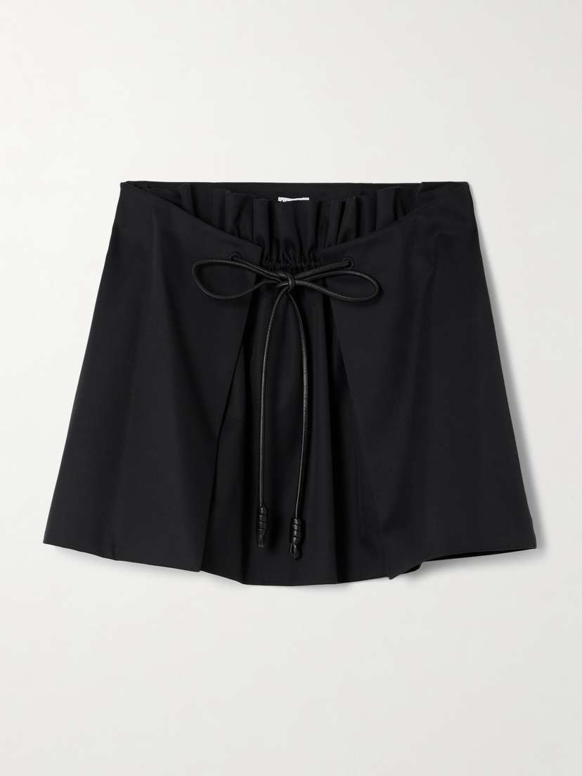 Loewe Leather-trimmed Layered Cotton And Silk-blend Mini Skirt