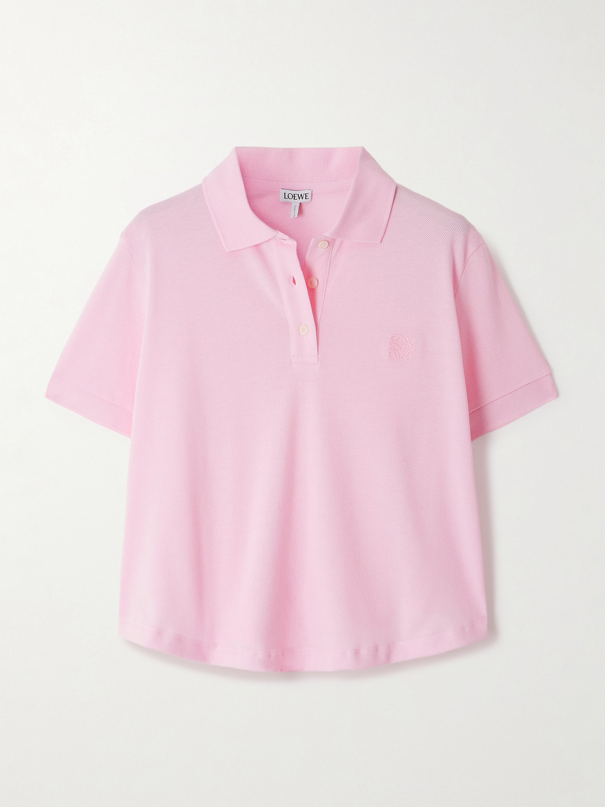 Loewe Embroidered Cotton-piqué Polo Shirt In Pink