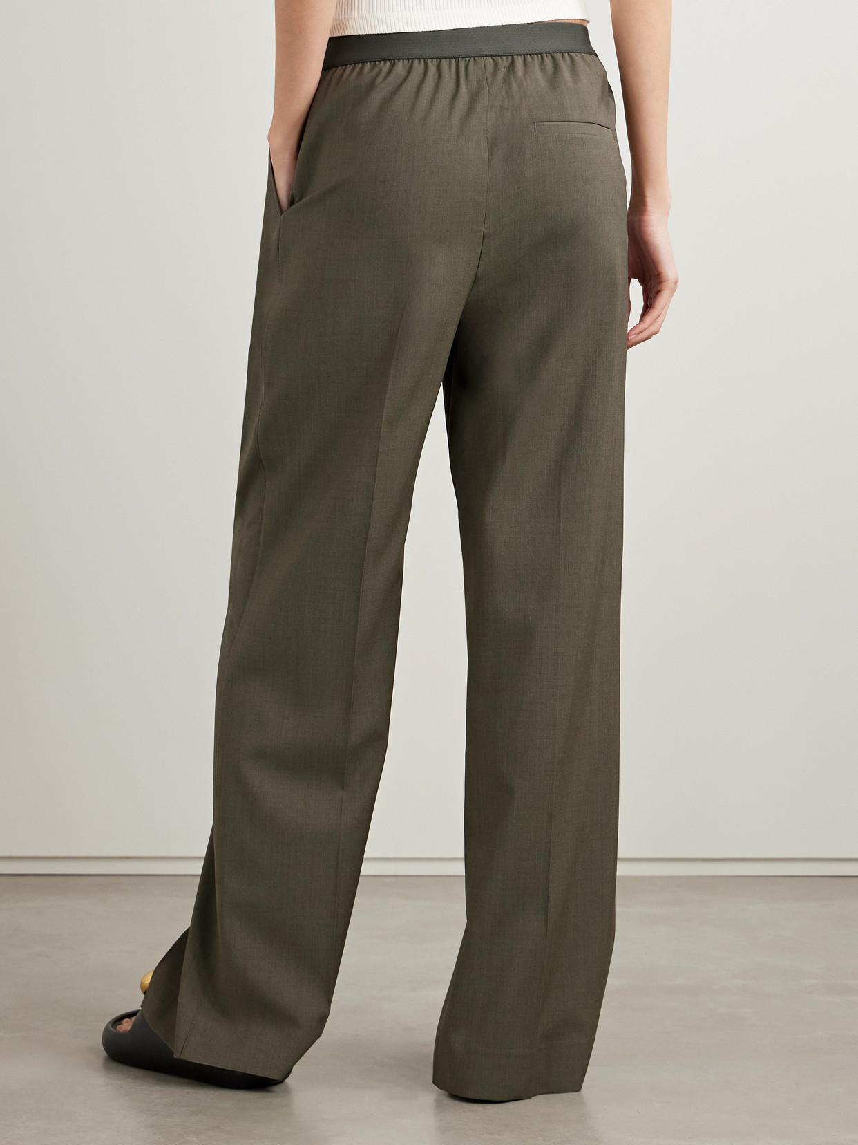 Loewe Pleated Wool Straight-leg Pants In Gray