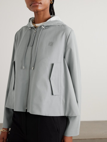 Loewe Cropped hooded embroidered cotton-twill jacket