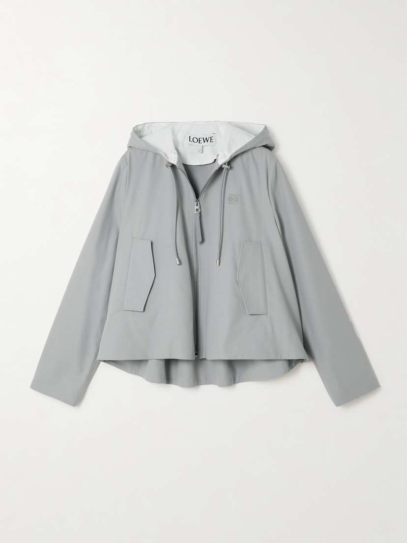 Loewe Cropped Hooded Embroidered Cotton-twill Jacket