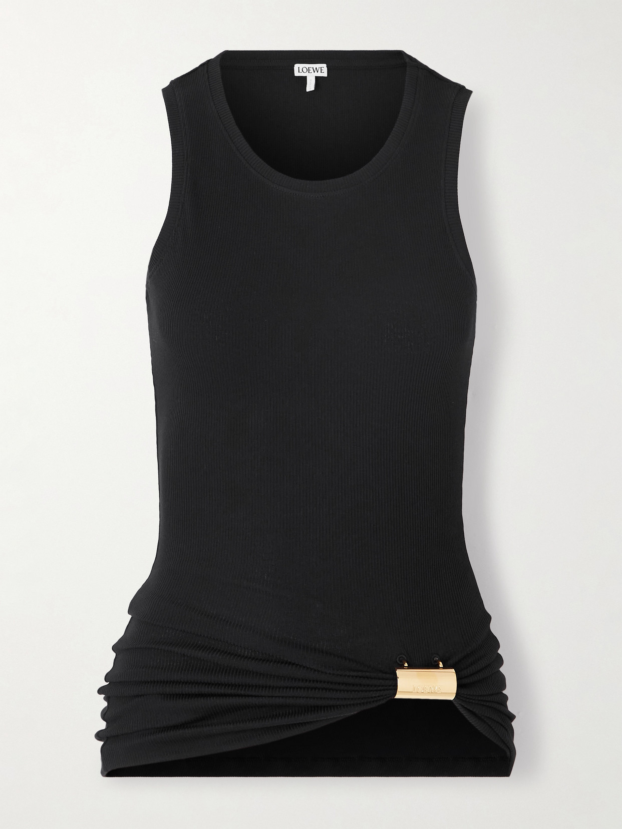 Loewe Embellished Ribbed Cotton-blend Jersey Tank In Black