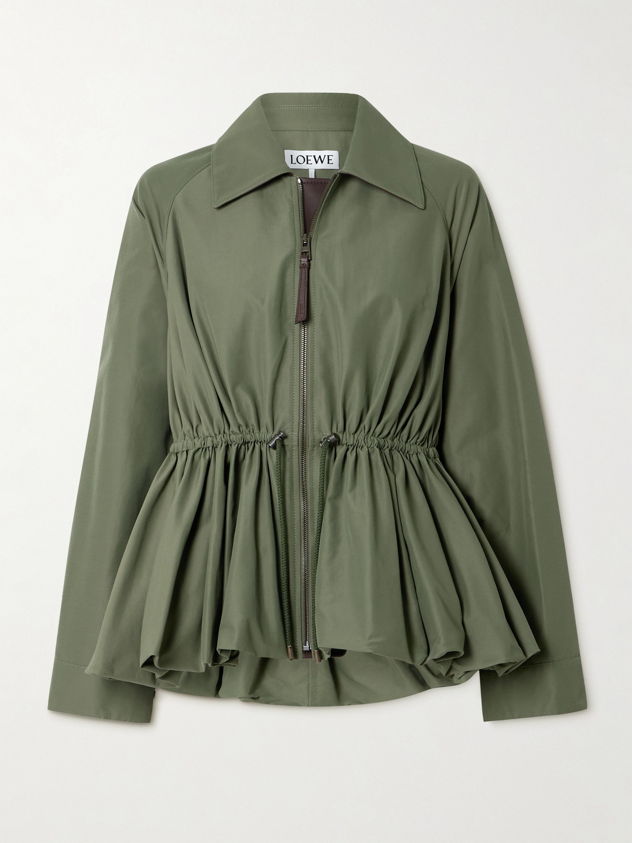 Loewe Drawstring-waist Gathered Jacket In Green