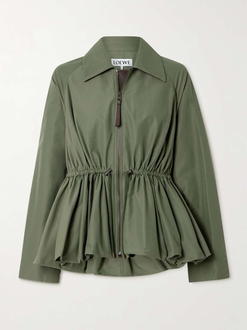 Loewe Leather-trimmed Cotton-blend Peplum Jacket