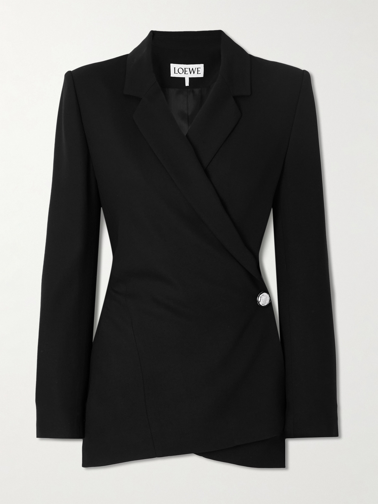 ジャケット LOEWE BLACK JACKET WITH ANAGRAM PEBBLE BUTTON Loewe Black Jacket With Anagram Pebble Button Women | ModeSens