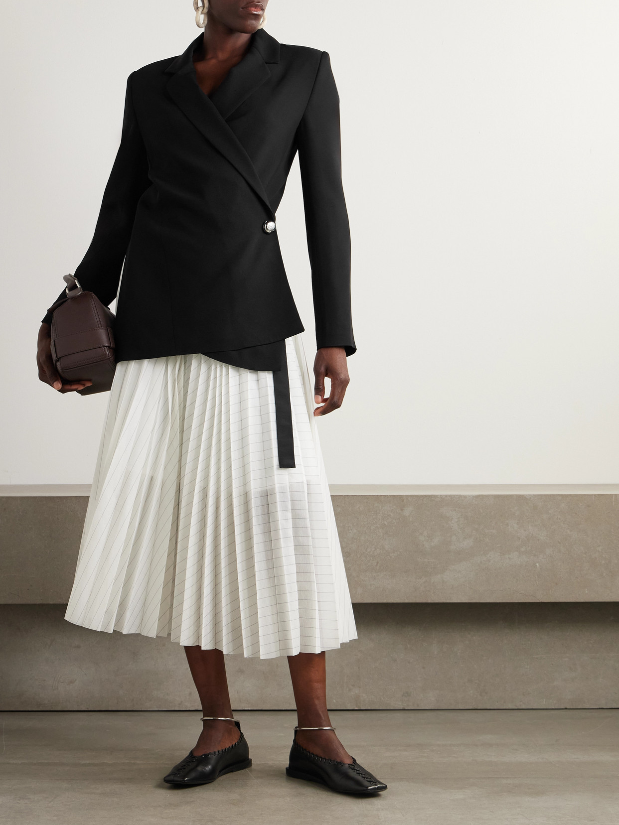 Loewe Black Jacket With Anagram Pebble Button Women In Black