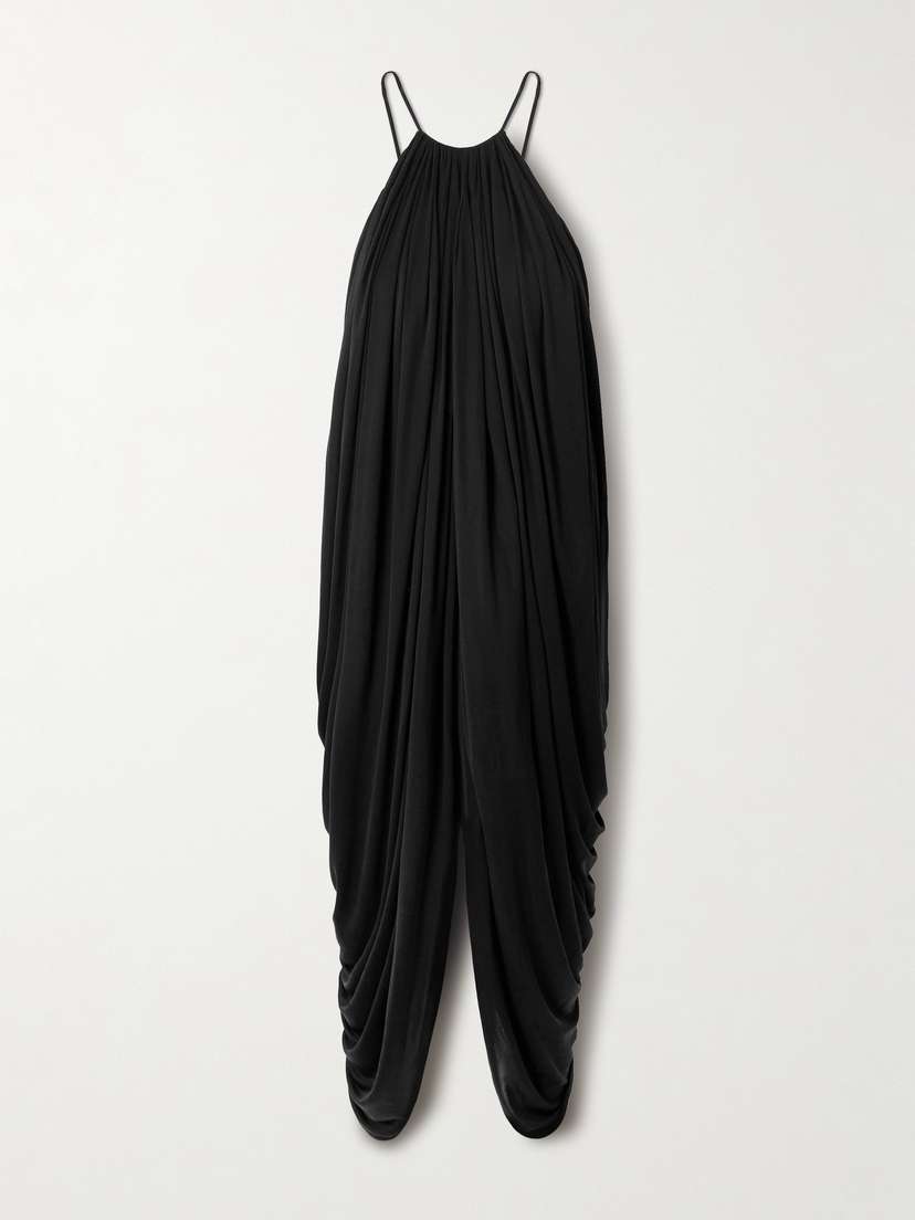 Loewe Embellished Draped Silk Halterneck Midi Dress