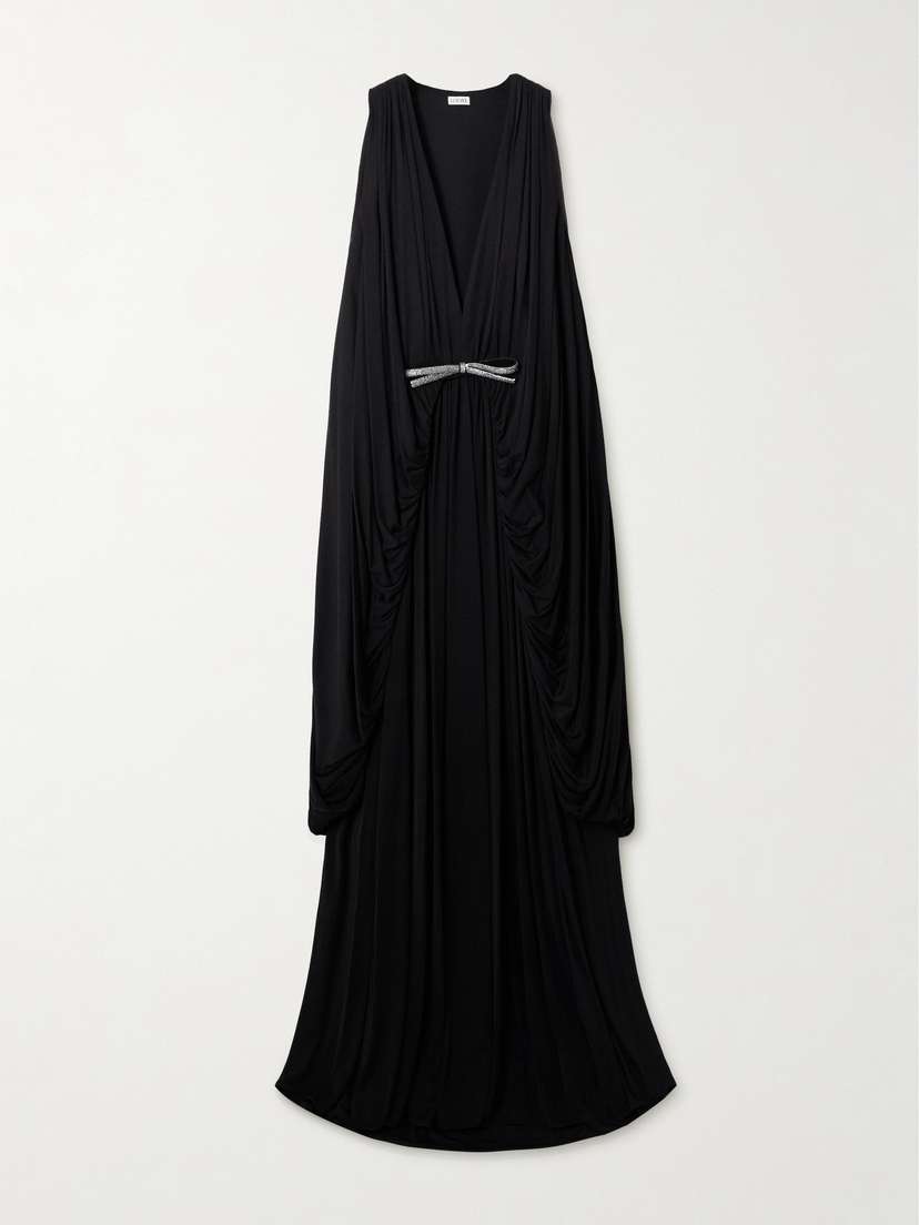 Loewe — Embellished draped cotton-jersey gown