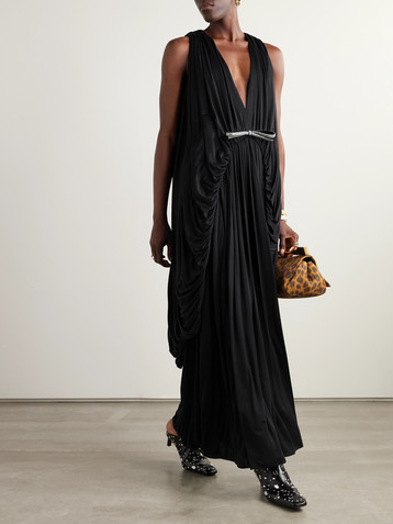 Loewe Embellished draped cotton-jersey gown