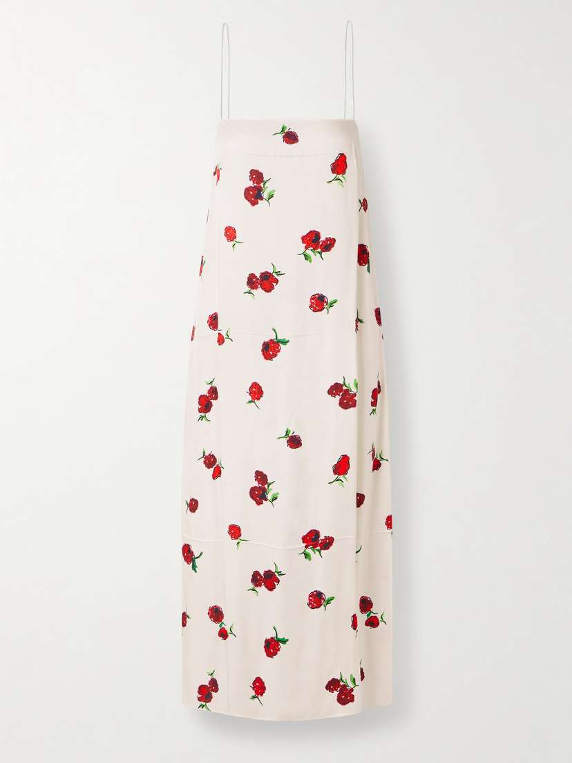 Khaite Sicily Printed Satin-twill Midi Dress
