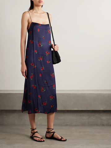 KHAITE Sicily printed satin-twill midi dress