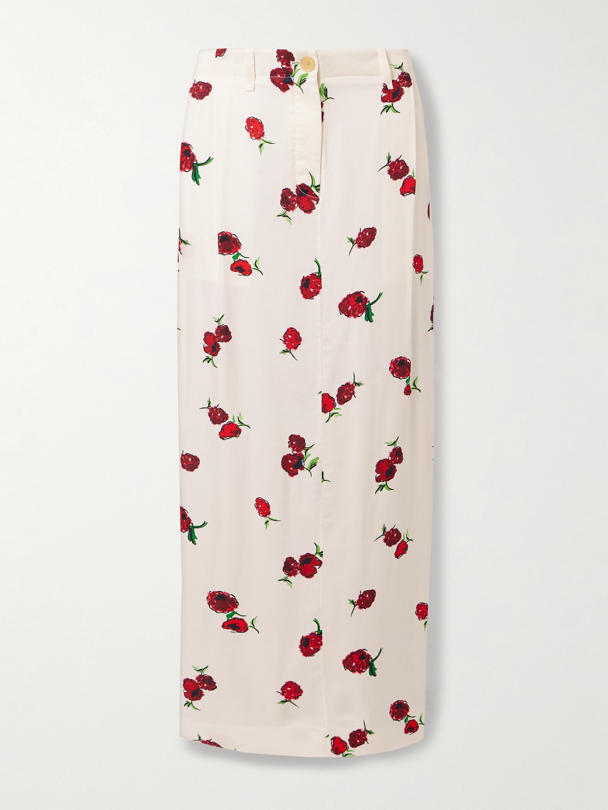 Khaite Lucian Pleated Silk-twill Maxi Skirt