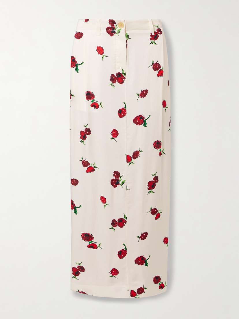 Khaite Lucian Pleated Silk-twill Maxi Skirt