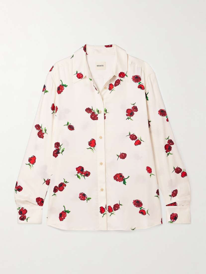 Khaite Argo Printed Silk-twill Shirt